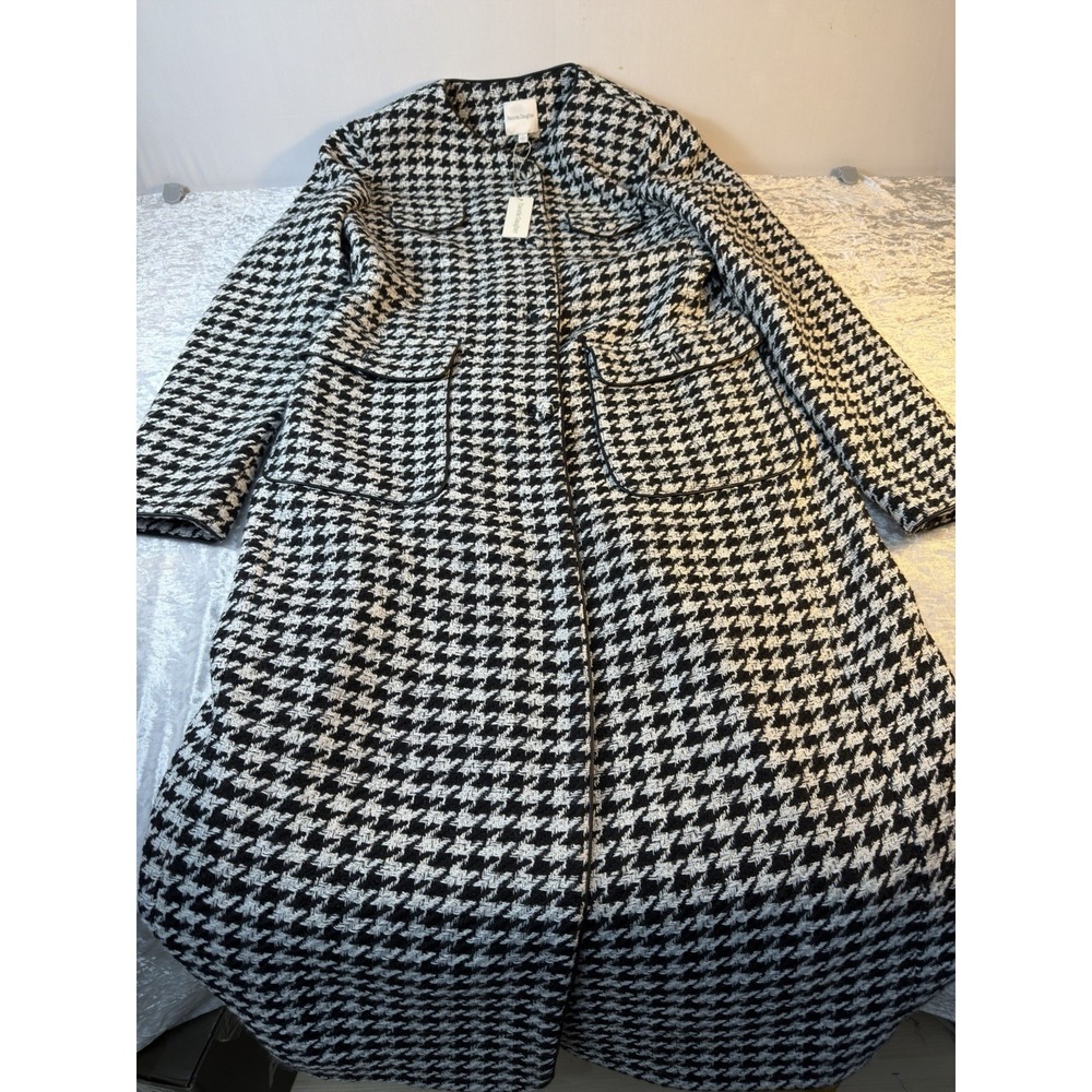 Favorite Daughter The Posh Coat Women L Houndstooth Wool Blend Long NWT